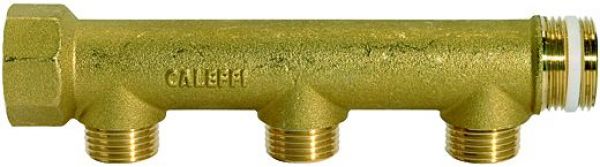 Verteilerrohr, 3 Abgänge, Eingang 2x1 1/4, Ausgang 3x1/2 AG, Messing - erhältlich bei ♡ HUG Technik ✓