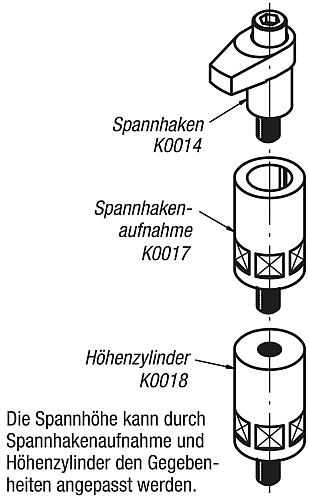 Spannhakenaufnahme, Form: A mit Vierkant, D1=M04, D2=M06, L=35, Vergütungsstahl schwarz brüniert - K0017.04035 - bei HUG Technik ✓