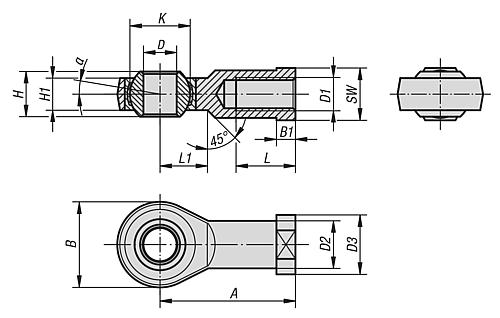 Gelenkkopf m. Gleitlagerung M10X1,25 - K0723.101251 ✓