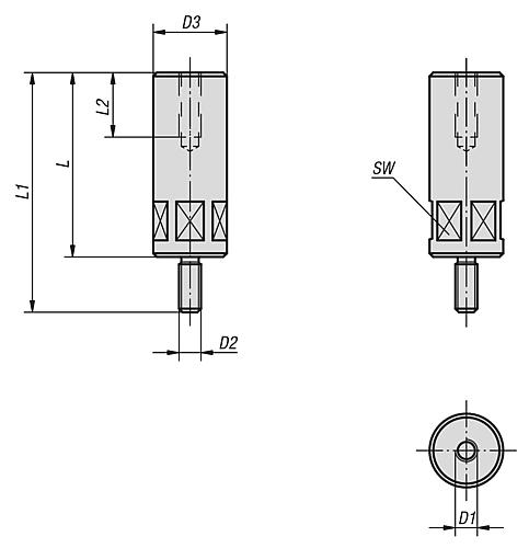 Höhenzylinder M08 L=32 Vergütungsstahl - K0018.08032 - bei HUG Technik ☆