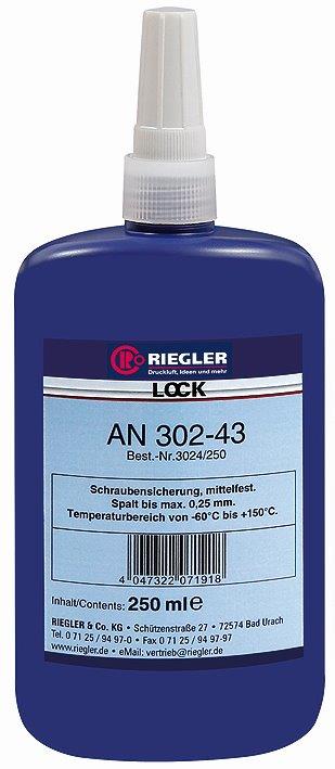 RIEGLER Lock AN 302-43, anaerober Klebstoff, mittelfest, 250 ml - bei HUG Technik ☆