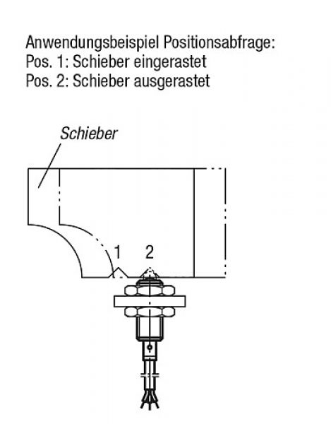 Federndes Druckstück mit Endlagenabfrage M06 L=27 Stahl, SCHLIEßER,  Komp: Bolzen aus Stahl, VPE=1 - K0656.5062 - erhältlich bei ✭ HUG Technik ✓