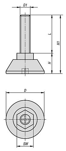 Stellfuß rund M06X20 Polyamid, Sechskant, Komp:Stahl, D=30 - K0675.3006X020 - kommt direkt von HUG Technik 😊