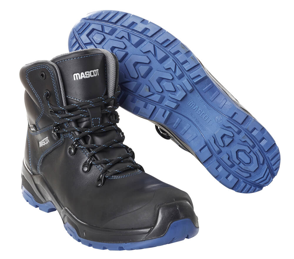 MASCOT® FOOTWEAR FLEX Sicherheitsstiefel S3 Gr. 10/39, schwarz/kornblau - erhältlich bei ♡ HUG Technik ✓