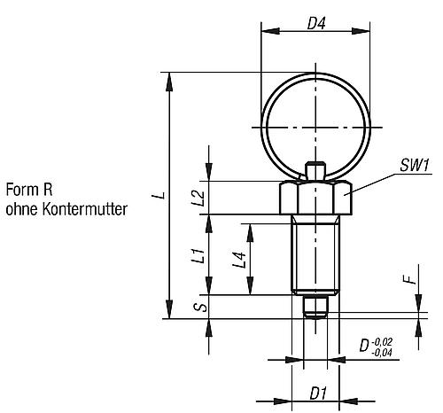 Arretierbolzen Gr.0 M08x1, Form: R Edelstahl, gehärtet, D=4 - K0342.03004 - bekommst Du bei ★ HUG Technik ✓