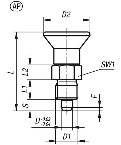 Arretierbolzen kurze Ausführung mit Gewindesicherung Gr.0 M08X1, D=4, Form: AP ohne Rastnut ohne Kontermutter - K1097.195004 - kommt direkt von HUG Technik 😊
