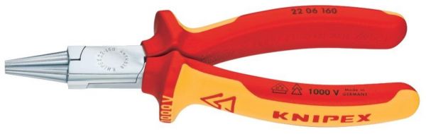 KNIPEX® Rundzange VDE mit Mehrkomponenten-Griffen 160 mm - bekommst Du bei HUG Technik ♡