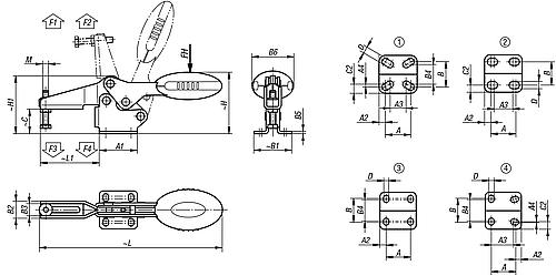 Schnellspanner Standard, Fuß waagrecht, Stahl, Komp: Polyamid Komp: rot RAL3020, M=M04x16 - K0660.004003 - bei HUG Technik ♡