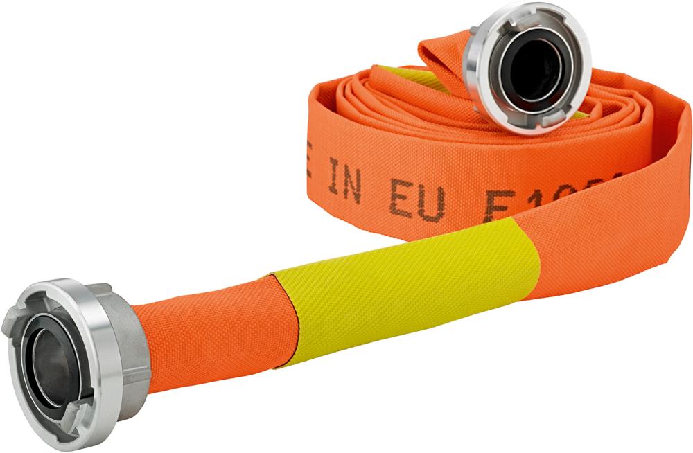FORTIS Bau-/Industrieflachschlauch, orange, B/75mm mit 2 Leckageschiebern, STORZ Kuppl.