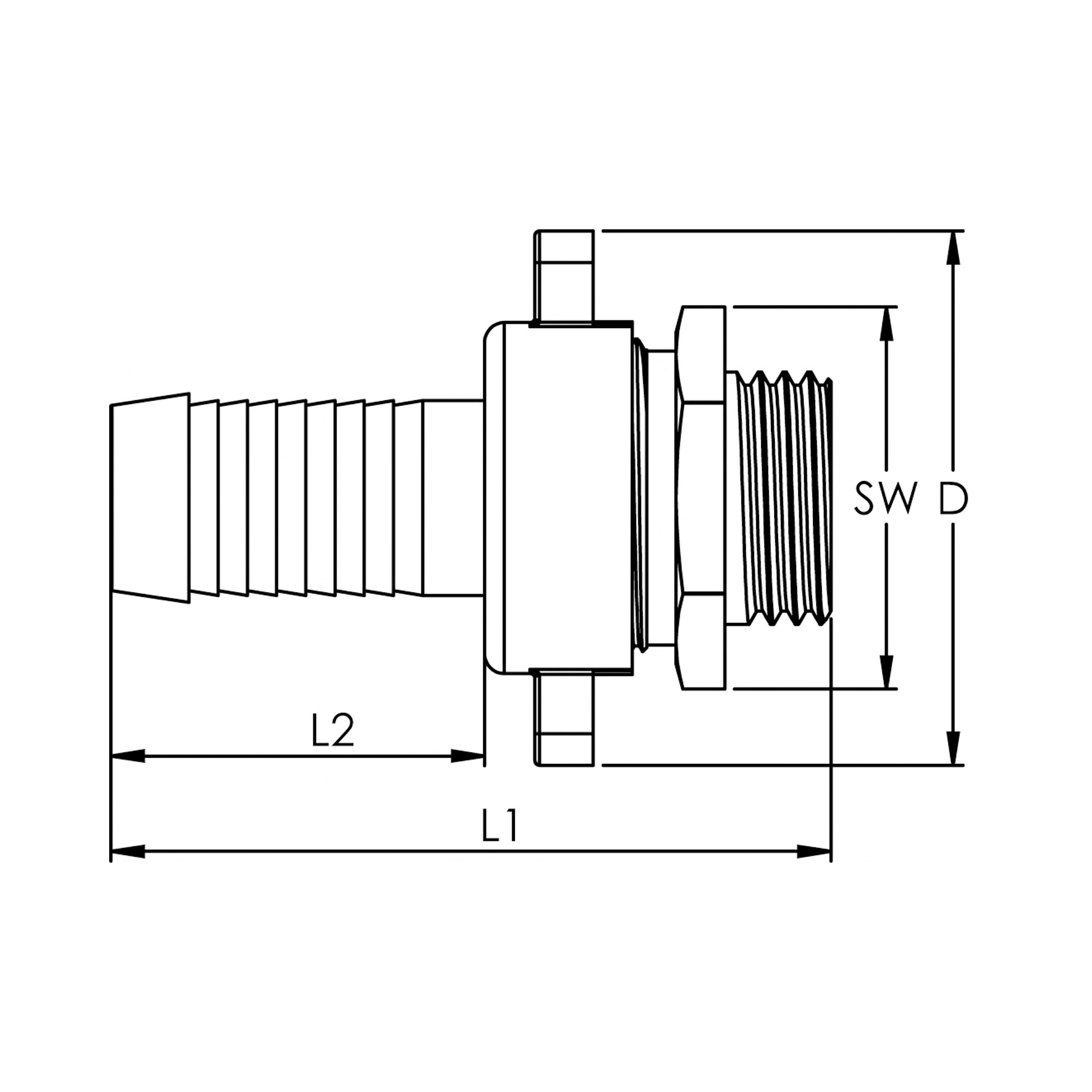 3/3 Standrohrverschraubung, G 3/4 AG x 19, Mutter 1, flachdichtend, Messing - erhältlich bei ✌ HUG Technik ✓