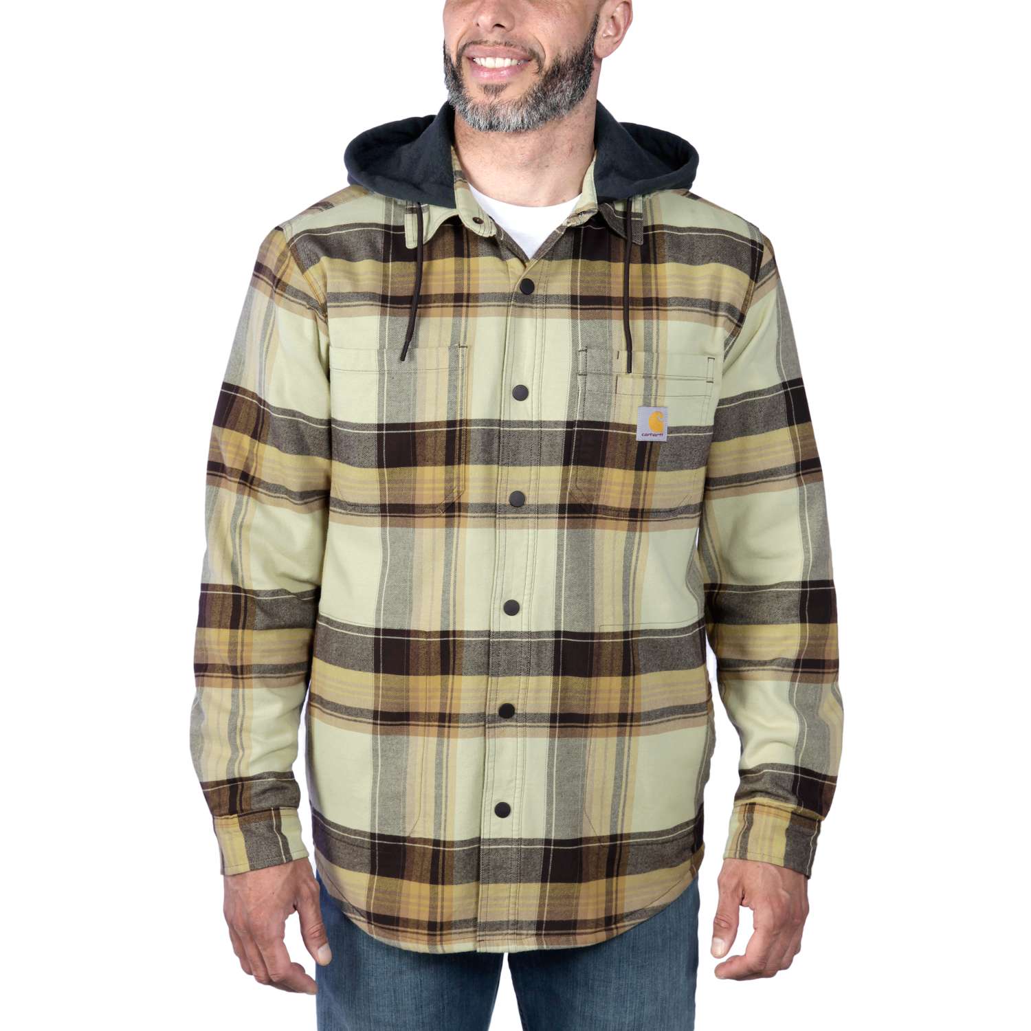 carhartt® Herren Fleece-Hemd mit Kaputze »FLANNEL SHERPA-LINED SHIRT JAC« dark brown - bekommst Du bei HUG Technik ♡