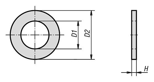 Zeichnung Scheibe DIN EN ISO7089A für=M03, Edelstahl A2-70 blank - K0868.103 - bei HUG Technik ✭