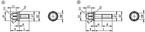 Sechskantschraube Hygienic Design, mit Dichtung, Form A ohne Schaft M04X10, SW=7, Edelstahl 1.4404 poliert - K1647.1104X10 - gibt’s bei ☆ HUG Technik ✓