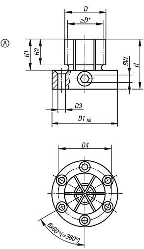Spanndorn mit seitlicher Klemmung, Form: A Baustahl, D =17,8, D=28,7 - K0643.118029 - bekommst Du bei HUG Technik ♡