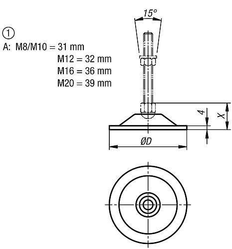 Teller für Stellfüße, Form:A Edelstahl - K0672.10802 - bekommst Du bei ★ HUG Technik ✓