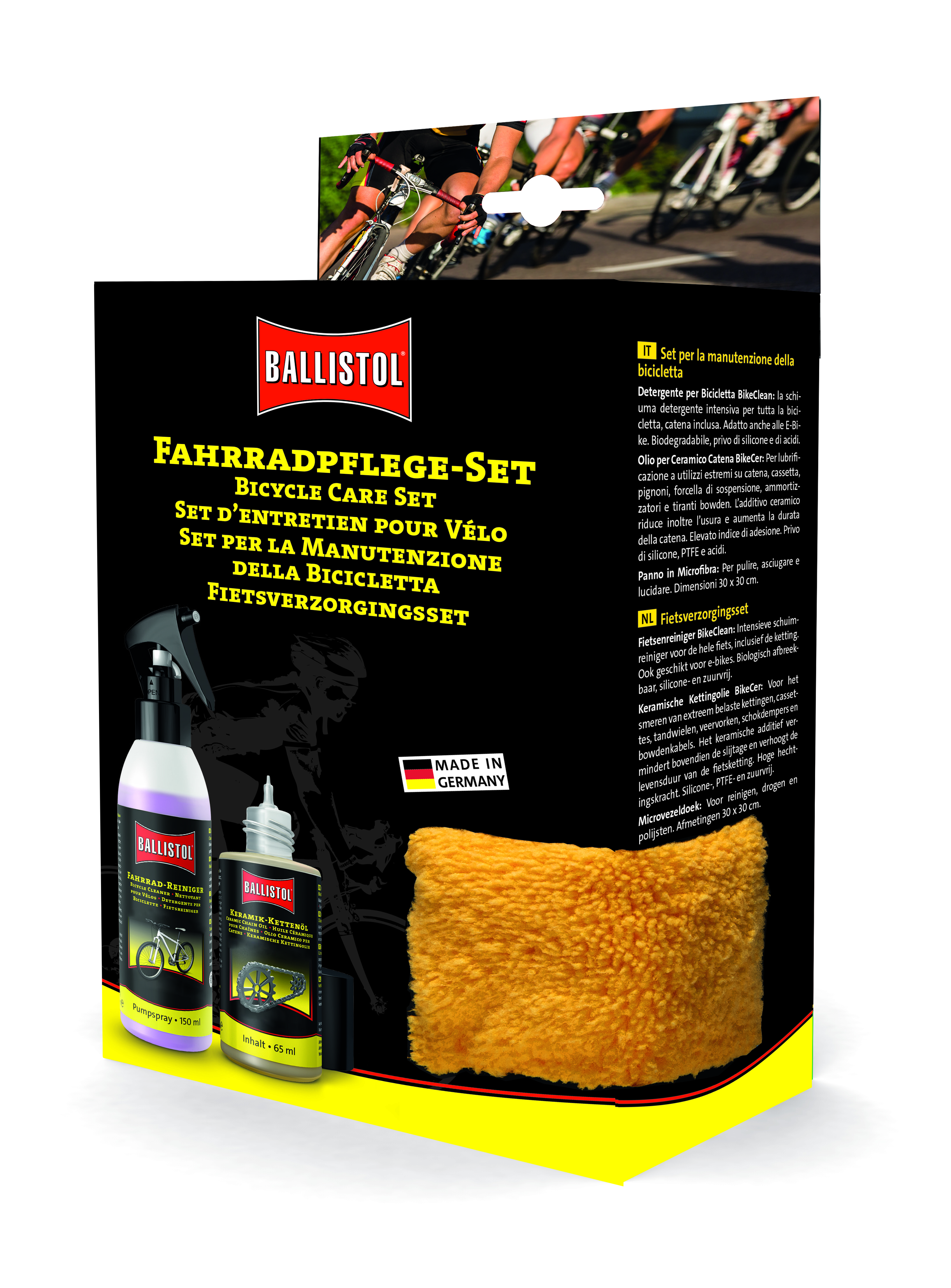 Ballistol Fahrradpflege-Set, Verpackung Vorderseite