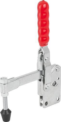 Schnellspanner Vertikal L=140,3 Stahl, Fuß senkrecht, Komp: Kunststoff, Komp: rot, F2=4000 - K1251.04000 - bei HUG Technik ♡