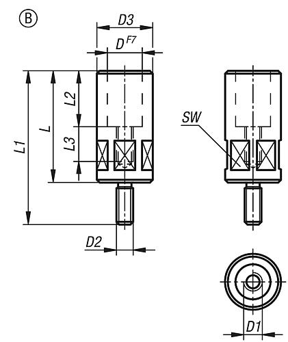 Spannhakenaufnahme M08 L=55 - K0017.08055 - erhältlich bei ✭ HUG Technik ✓