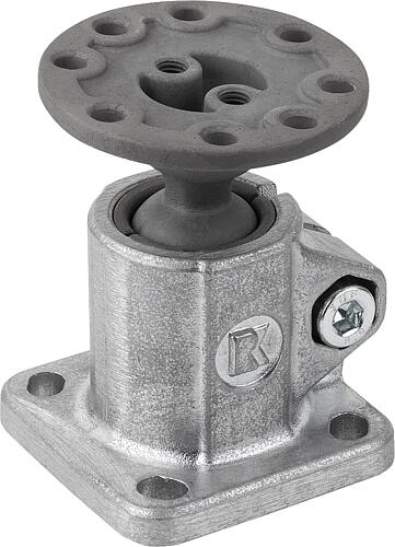 Rohrverbinder mit Fuß, für Rundrohre, M=60, L=80, A=30,1, Form:B mit Kugelgelenk, Aluminium, Komp:Stahl - K0477.5301