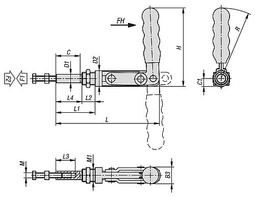 Schubstangenspanner Standard Stahl, ohne Konsole, Komp:Kunststoff, Komp:rot - K1440.03500 - bei HUG Technik ✓