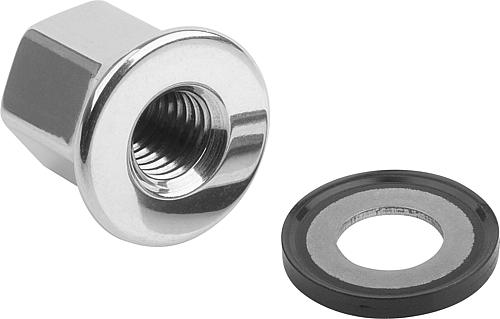 Hutmutter mit Dicht- und Unterlagscheibe, D=M04, SW=7, Edelstahl 1.4404 poliert, Hygienic Usit®, Komp: 70 EPDM 291 - K1594.041 - bekommst Du bei ★ HUG Technik ✓