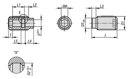 Aufnahmebuchse LONG-LOK M12 D=5 Edelstahl - K0724.105121 - gibt’s bei ☆ HUG Technik ✓