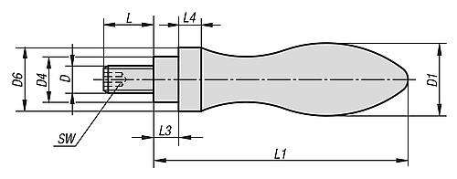 Ballengriff drehbar M06, Form: E Aluminium, DIN98, Komp: Stahl, L1=49 - K0169.0616055 - erhältlich bei ♡ HUG Technik ✓
