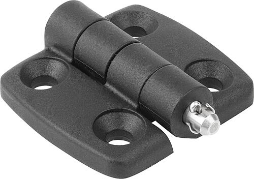 Scharnier Form:C m.Bolzen/Kopf u.Splint 71X48, Thermoplast schwarz, Komp:Edelstahl blank, A1=20, A2=20 - K1963.35202003
