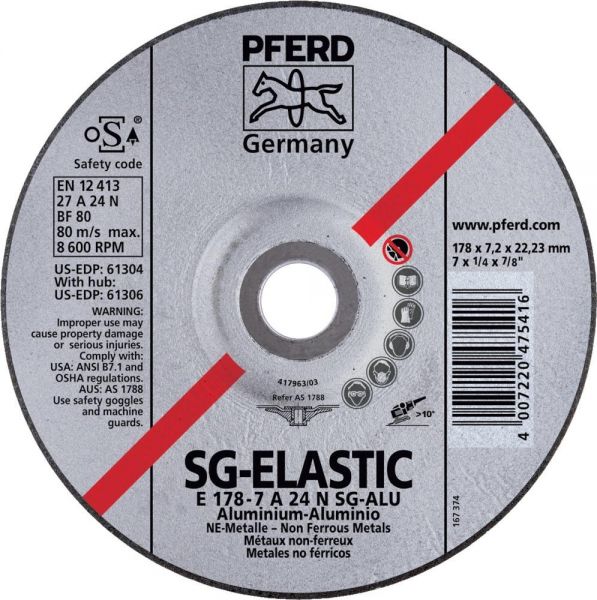 PFERD Schruppscheibe A24NSG Alu 115x7,2 mm gekröpft - bekommst Du bei ★ HUG Technik ✓ PFERD Schruppscheibe A24NSG Alu 115x7,2 mm gekröpft - bekommst Du bei ★ HUG Technik ✓