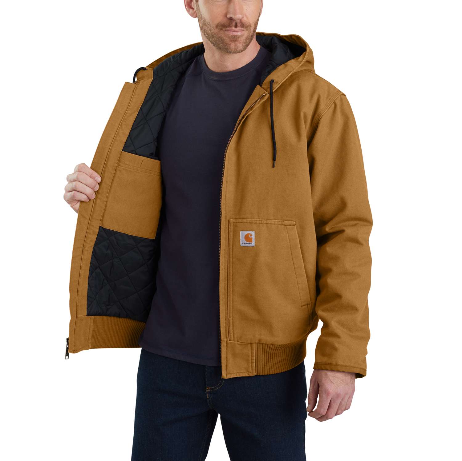 carhartt® Herren Baumwoll-Jacke mit Kapuze DUCK ACTIVE JACKET carhartt® brown Ansicht 3  - bei HUG Technik ♡