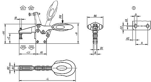 Schnellspanner horizontal Edelstahl, mit Sicherheitsverriegelung, Komp: blau, M=M06x35 - K0661.106101 - gibt’s bei HUG Technik ✓