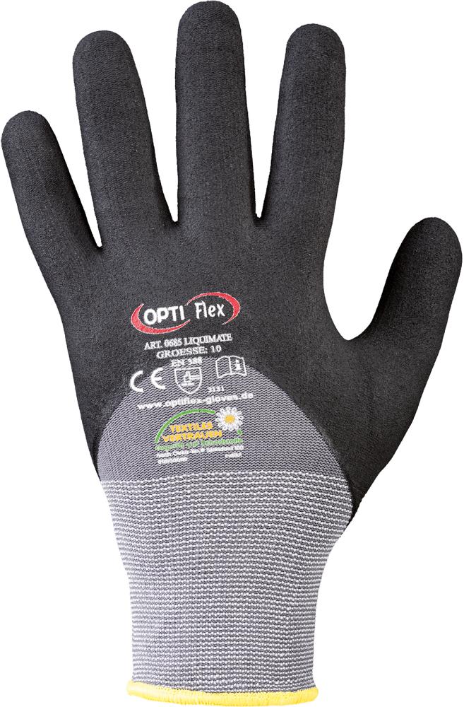 Optiflex® Handschuh Liquimate, Nitril, grau-schwarz - bei HUG Technik ✭