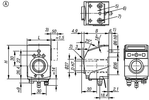 Positionsanzeiger IO-Link, Form: A mit Hohlwelle, Ip53 48x50,3x68,4, Kunststoff schwarz RAL9005, - K1657.1530 - bei HUG Technik ✓