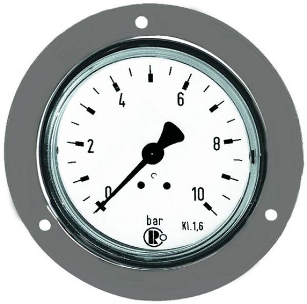 Standardmanometer, G 1/4 hinten zentrisch, -1 / 0,0 bar, ø 50 mm, Frontring verchromt, Stahlblechgehäuse - bei HUG Technik ✓