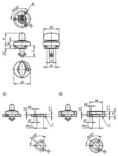 Drehspannriegel Stahl vernickelt, Komponente aus Kunststoff - K1061 - bekommst Du bei ★ HUG Technik ✓