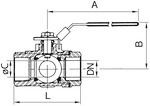 3-Wege-Kugelhahn, L-Bohrung, Edelstahl 1.4408, G 1 1/2, DN 32 - erhältlich bei ✭ HUG Technik ✓