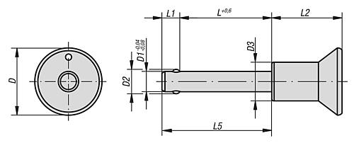 Kugelsperrbolzen Edelstahl, selbstsichernd, D1=10, L=20 - K0364.3110020 - direkt bei HUG Technik ✓