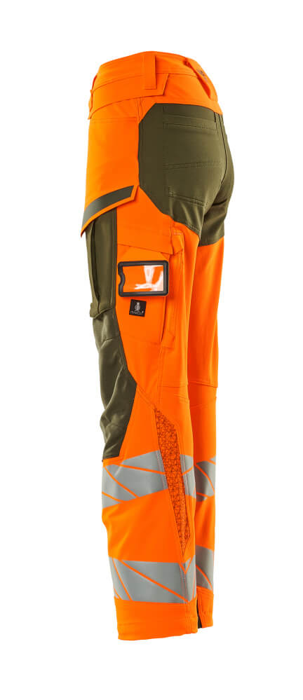MASCOT® ACCELERATE SAFE Hose mit Knietaschen  Gr. 76/C34, hi-vis orange/moosgrün - bei HUG Technik ✓