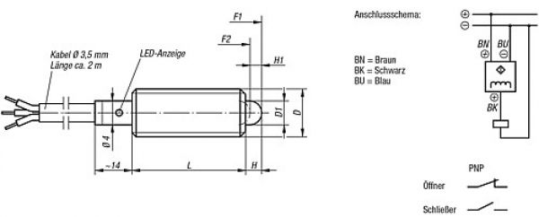 Federndes Druckstück mit Endlagenabfrage M06 L=27 Stahl, SCHLIEßER,  Komp: Bolzen aus Stahl, VPE=1 - K0656.5062 - erhältlich bei ✭ HUG Technik ✓