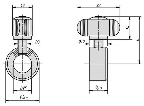 Stellring mit Flügelgriff Stahl, Komp:Thermoplast 10X20, B=10 - K0407.101001 - bei HUG Technik ☆