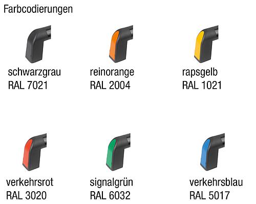 Rohrgriff Bighand, A=180, L=213,4 Aluminium natur, Komp: Thermoplast Komp: schwarz RAL7021, Deckel: blau - K1445.1800387 - erhältlich bei ♡ HUG Technik ✓