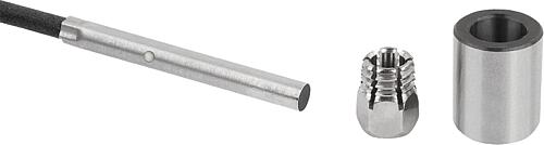 Positionierbuchse mit Zustandssensor, PNP Schließer, D=3, Form:D glatt, Edelstahl 1.4034 gehärtet, geschl. U - K1839.14030891