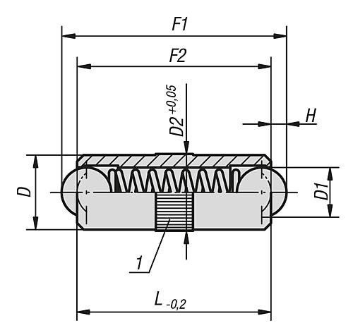 Federndes Druckstück glatte Ausführung D=10 L=24 Messing, doppelseitig, Komp: Kugel aus Edelstahl - K0337.10 - bei HUG Technik ☆