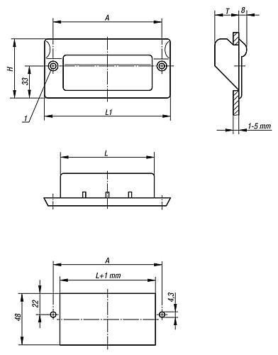 Schalengriff B=100 Thermoplast, grau RAL7035, Komp: pulverbeschichtet - K0242.1082042 - erhältlich bei ✭ HUG Technik ✓