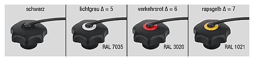 Sterngriff M08 D1=40, Form: KS Thermoplast, schwarz, Komp: Edelstahl, Komp: gelb RAL1021 - K0154.6087 - gibt’s bei ☆ HUG Technik ✓