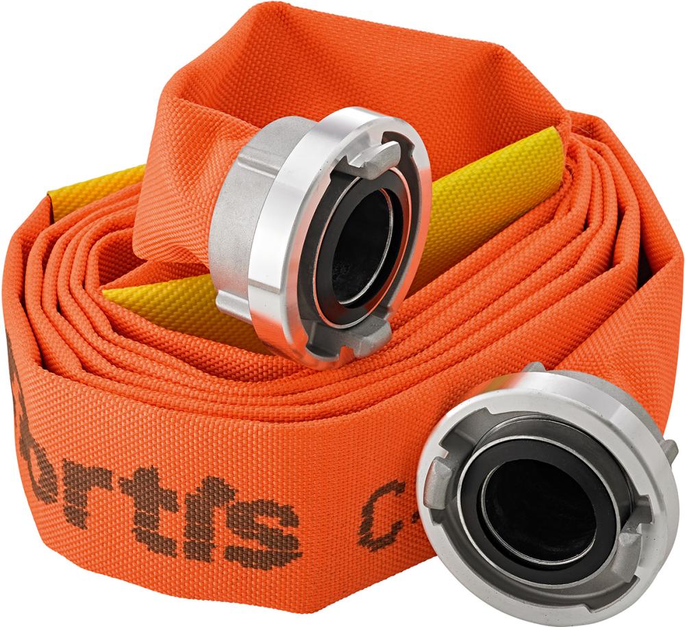 FORTIS Bau-/Industrieflachschlauch, orange, B/75mm mit 2 Leckageschiebern, STORZ Kuppl.