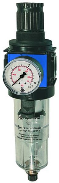 Filterregler »variobloc«, PC-Behälter, Manometer, BG 1, G 1/4, 0,5-10 bar - bei HUG Technik ♡