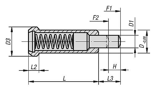 Federndes Druckstück Standard Federkraft Autom.Stahl, Komp: Bolzen aus Stahl, K0331.12 - bei HUG Technik ✓