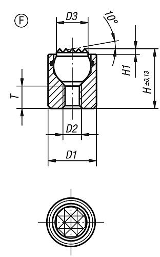 Pendelauflage mit O-Ring M04 D1=10, Form:F Vergütungsstahl, Komp:Werkzeugstahl - K0284.304X012 - bei HUG Technik ☆