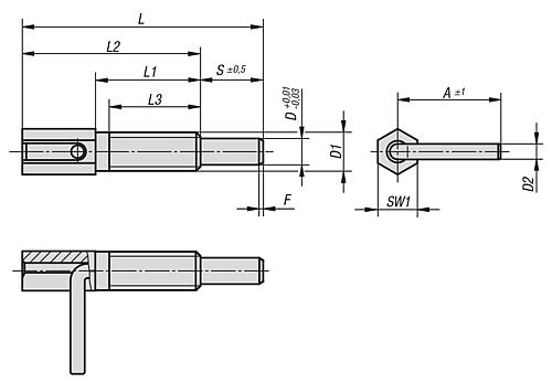 Arretierbolzen Gr.1 M06 Stahl, blauchromatiert, D=4 - K0340.1104 - erhältlich bei ♡ HUG Technik ✓